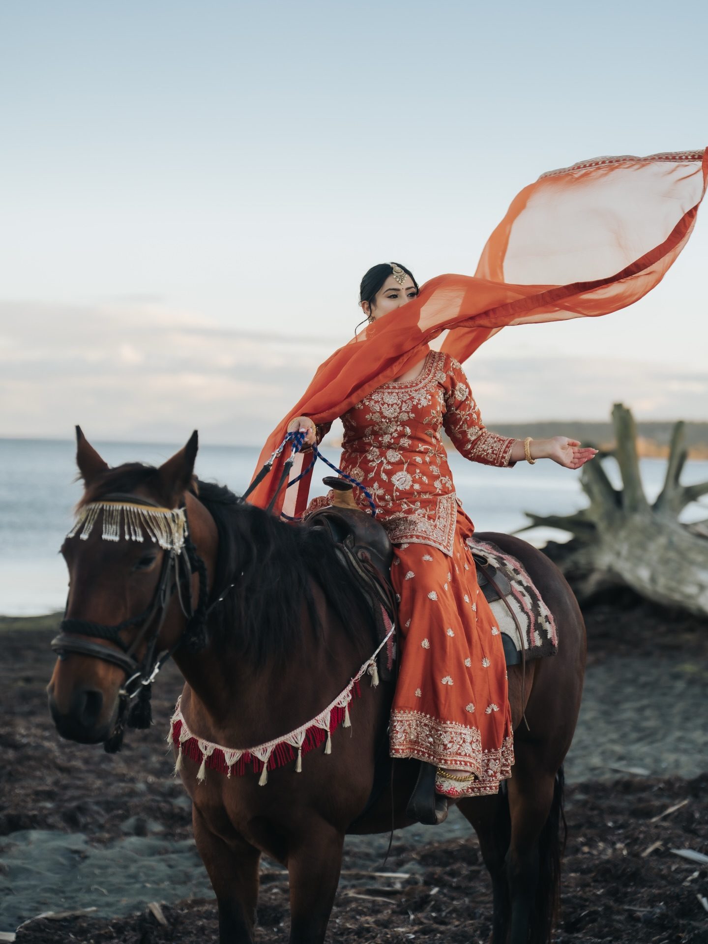 The Subtle Stories — Canada bride on horseback by the ocean